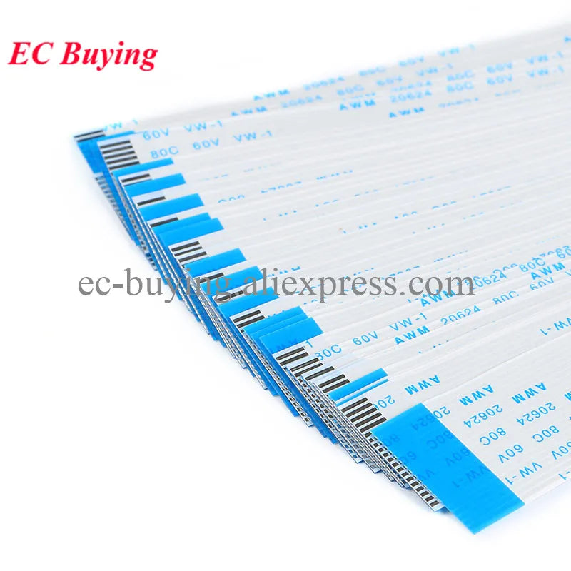 5pcs FPC/FFC 24P Ribbon Flexible Flat Cable Wire Pitch 0.5/1.0mm 6/10/15/20/25/30/40cm Length Forward Reverse Direction Connecto