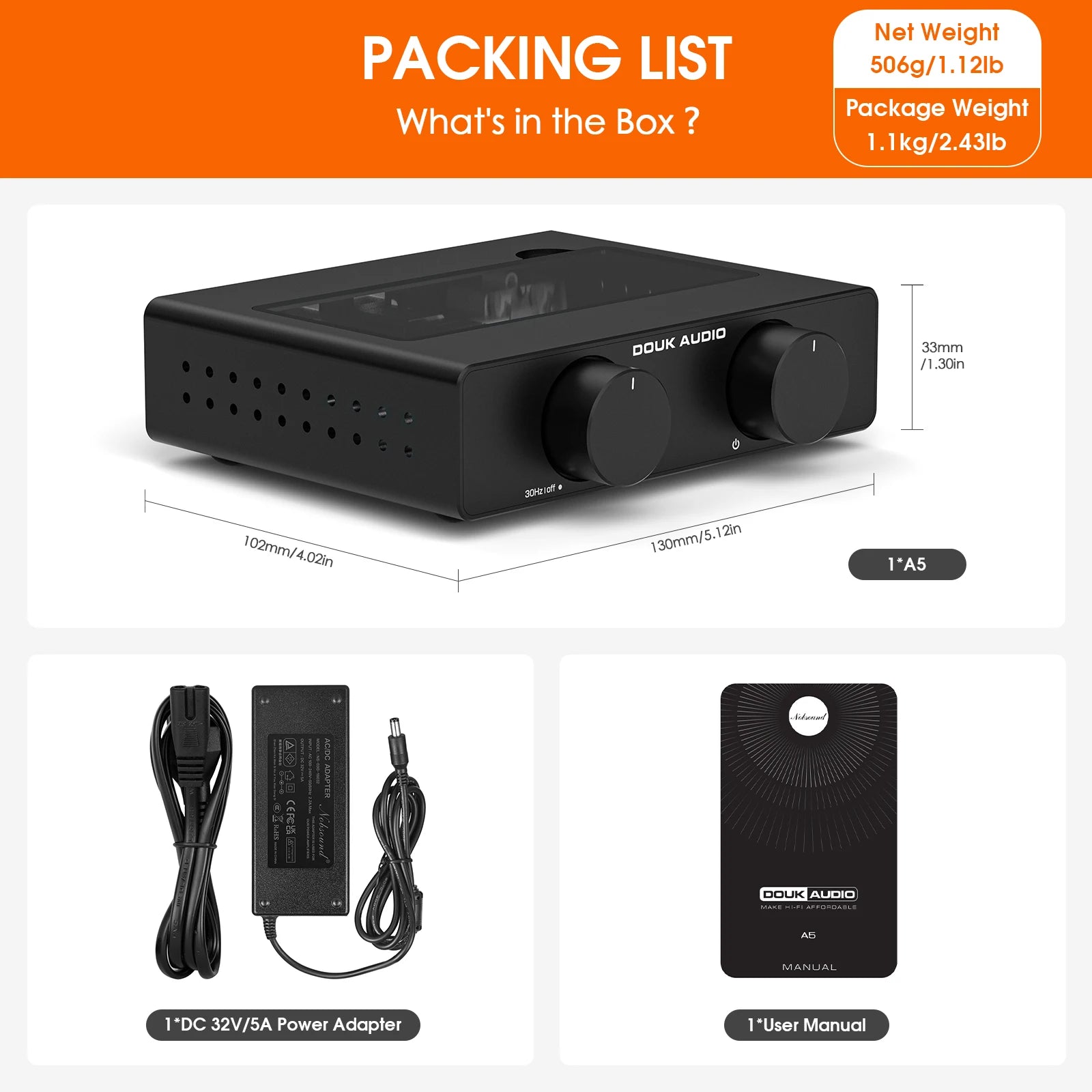 Douk Audio A5 Mini TPA3255 Digital Power Amplifier HIFI 300W Class D Home Stereo Speaker Amp