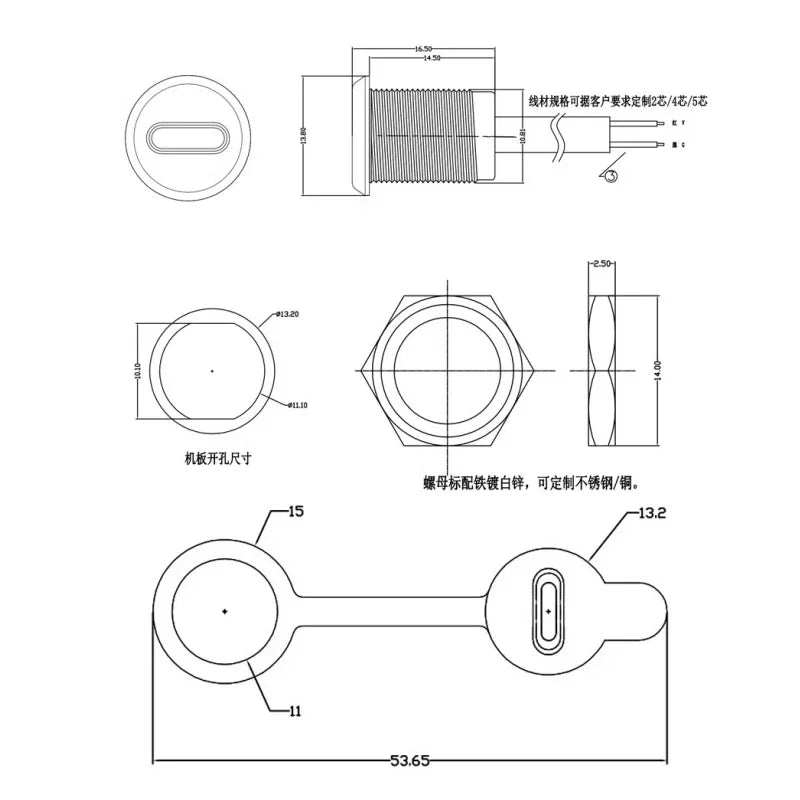 1pcs USB Type C Waterproof Connector Type-C With card buckle Female 3A High Current Fast Charging Jack Port USB-C Charger Plug
