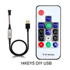 WS2811 WS2812B WS2813 WS2815 LED Pixels Strip Light Controller 3/4PIN USB/DC RF 14/17/21Keys LED Tape Remote Controller DC5-24V
