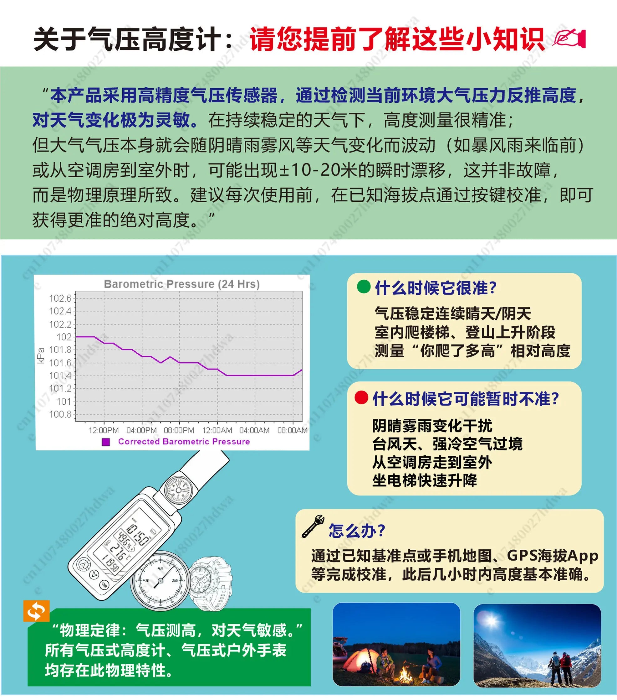 Thermohygrometer Altitude Meter Multifunctional Thermometer Barometric Pressure and Temperature Measurement
