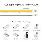 Super Bright 480 LEDs FCOB LED Strip Ultral Bright Efficient COB Light 2700K 6000K Dimmable Linear Flexible RA90 UL CE DC24V