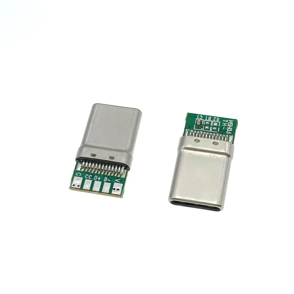 PCB Board Plug USB 3.1 Type-C PD 20W Connector 5Pin Male Receptacle Adapter to Solder Wire & Cable High Current Support