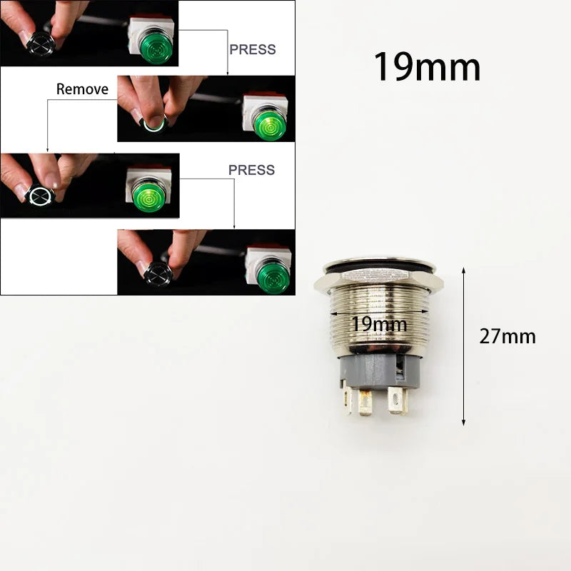 Mini Push Button Switch 12/16/19/22/25/30mm Electric Waterproof Power 12v Led Light Momentary Short Pressure Latching Fix On Off