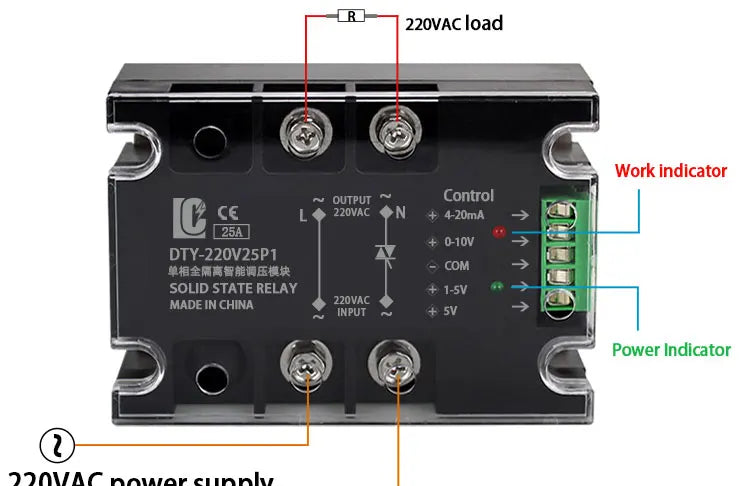 LCTC Voltage Regulator Relay 220V 380V Voltage Stabilizer Module Power Barrier Controller Enhanced Single Phase AC 10A-200A DTY