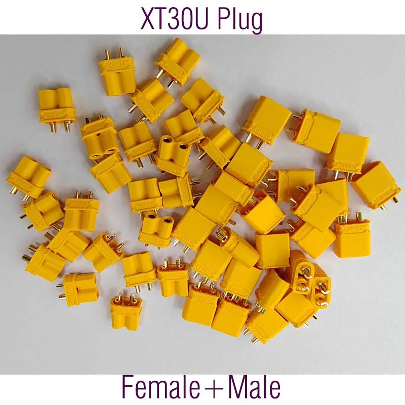 Amass 10 / 50Pair XT30 XT30U MR30 MR30PB Plug Male Female Bullet Connector Gold Plated Banana Plug for RC Drone Accessories