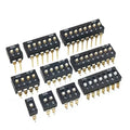 Slide Type SMT SMD Dip Switch Toggle 2.54mm 2Row 4Pin 2 Position/8 Pin 4 Position/16Pin 8 Position Black Switch Gold Plated Pin