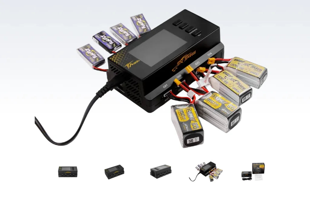 Tattu TA300 G-Tech Smart Charger for 2-4S LiPo Batteries - Drone Soccer Battery Charging System
