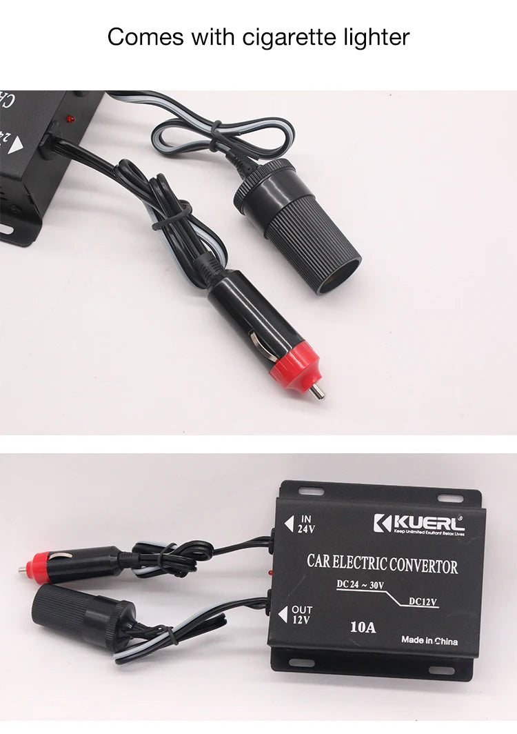 DC-DC 24V to 12V Cigarette Lighter Type Power Buck 10A 20A Step Down Converter Adapter Efficiently Car Power Supply Transformer