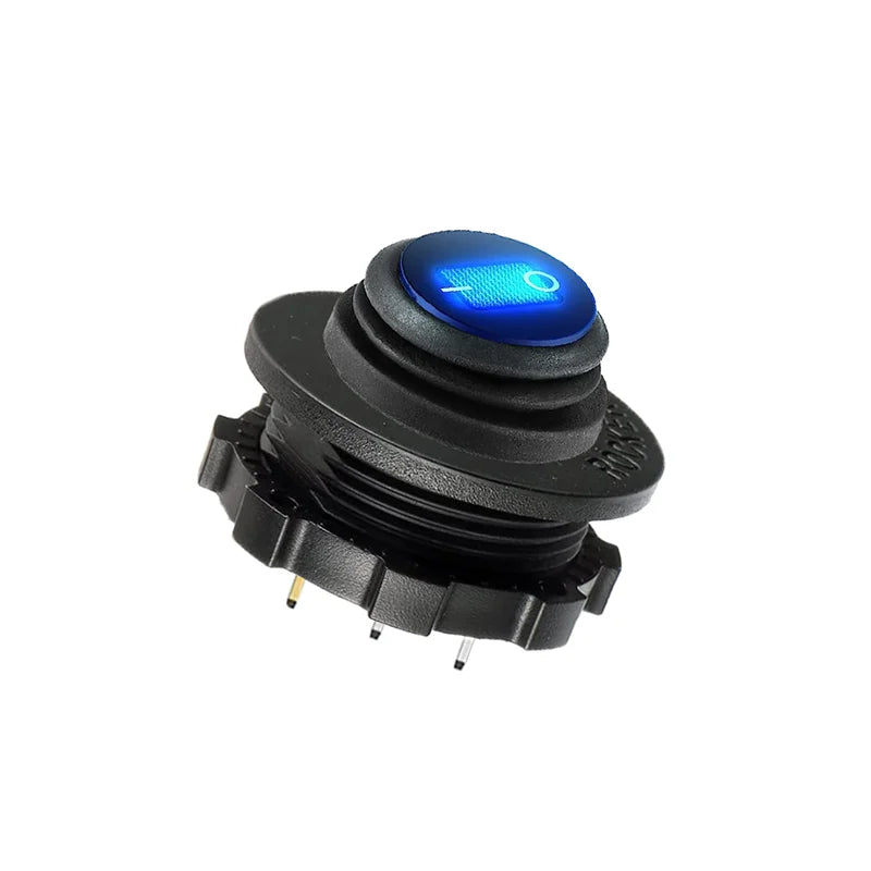 12V Toggle Switch Waterproof LED Lighted Round Rocker Switch Panel SPST 3 Pin Marine On Off Switch for Car Boat RV Truck