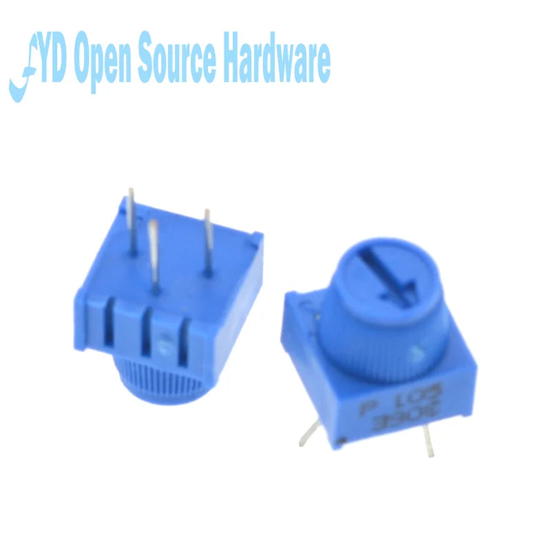 5-100pcs 3386P-1-103 1k 2k 5k 10k 20k  0.5W, 1/2W PC Pins Through Hole Trimmer Potentiometer Cermet 1 Turn Top Adjustment