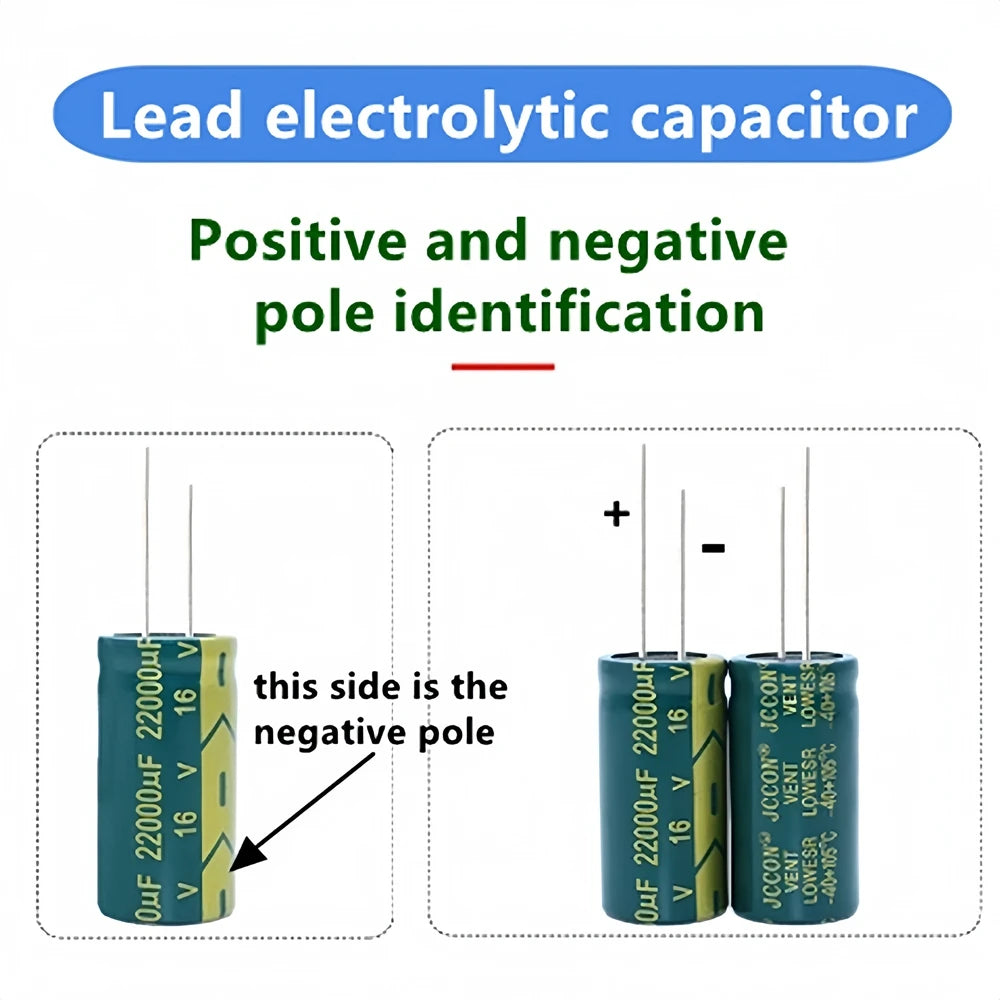 JCCON 6.3v 10v 25v 35v 50v 63v 100v 400v 450v 1uf 47uf 220uf 330uf 470uf 1000uf 1500uf 3300uf LOW ESR DIP Electrolytic capacitor