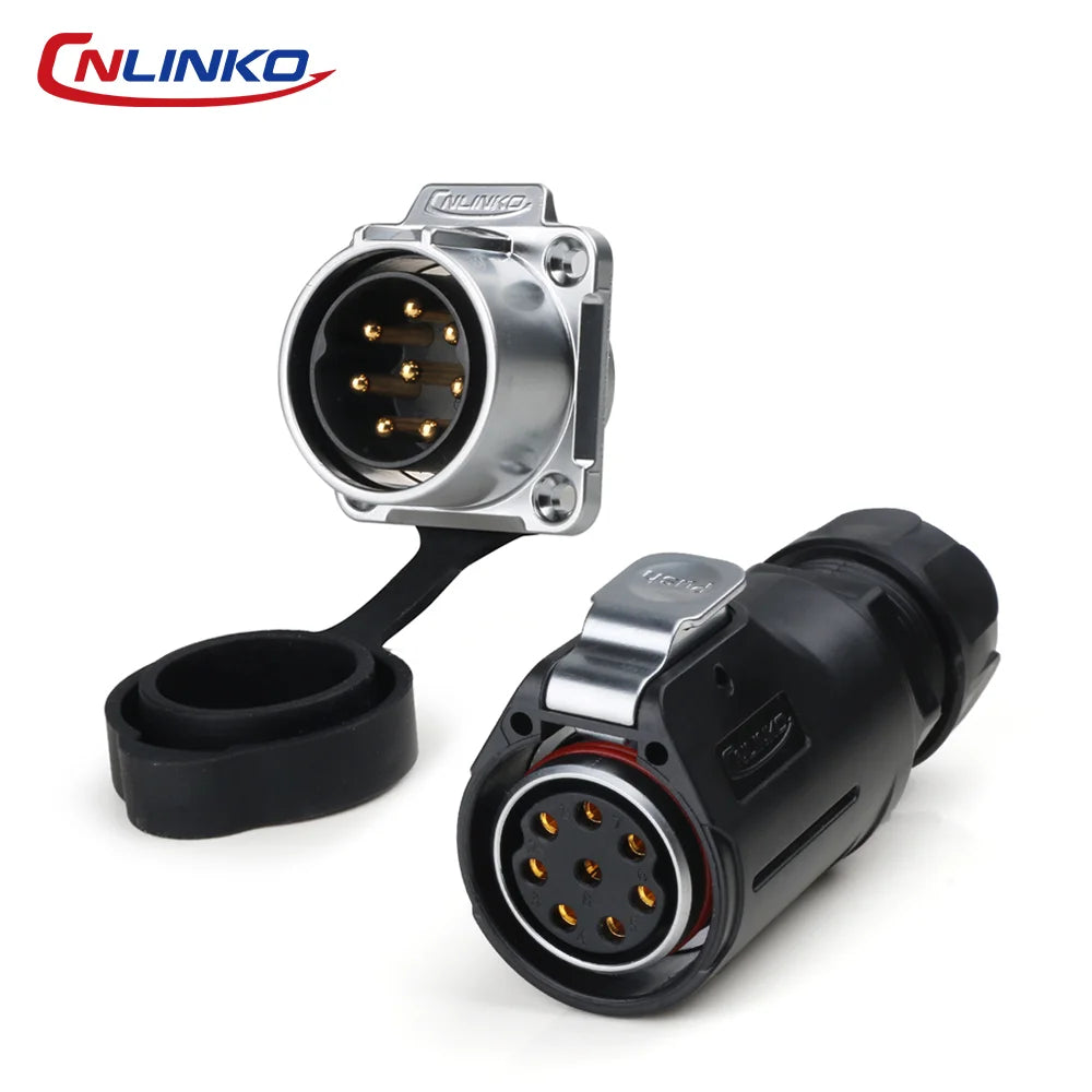 CNLINKO M28 8Pin Circular Aviation Connector Waterproof 15A 300V Solder Type Quick Snap Lock for Industrial Control Systems