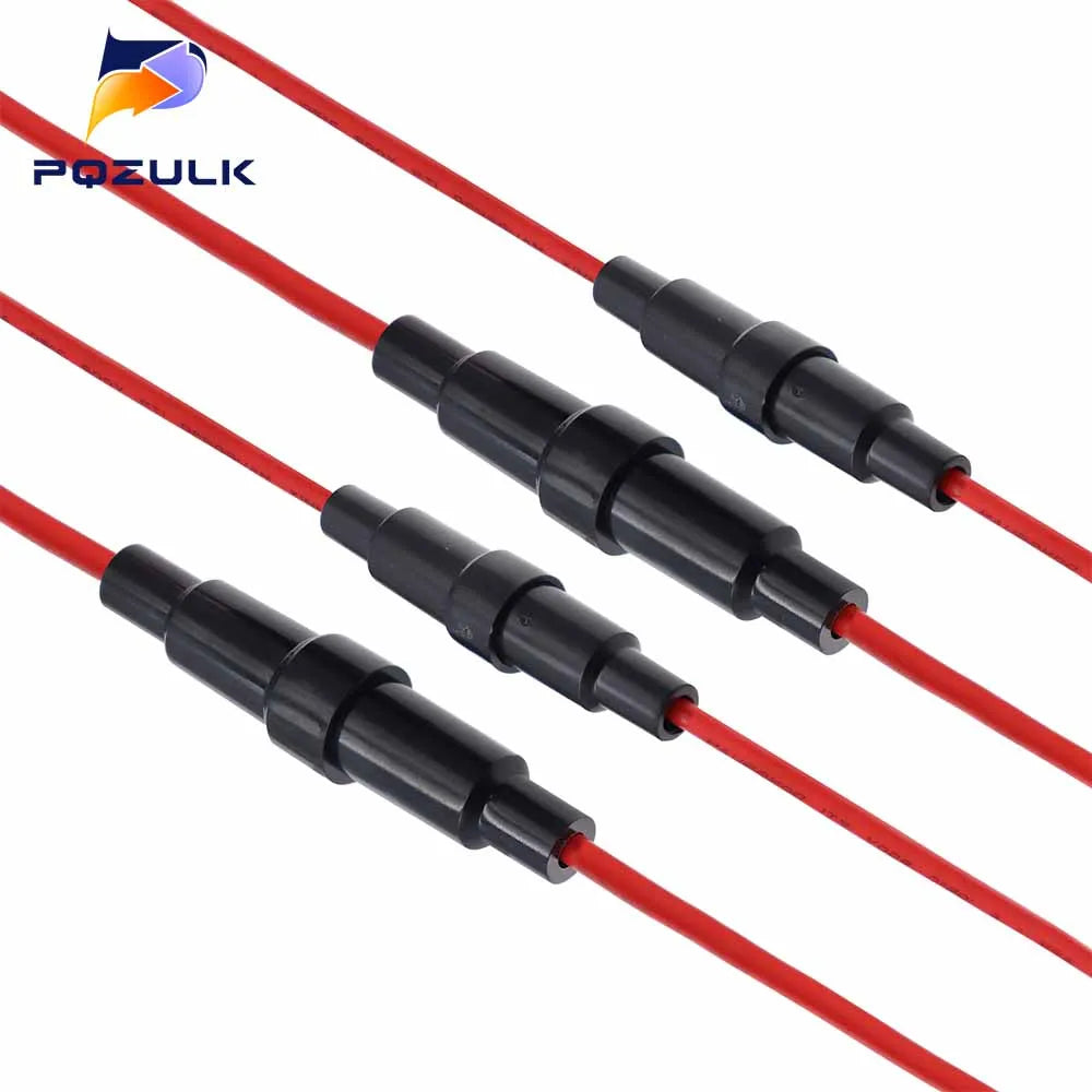 5*20MM 6*30mm Glass Tube Fuse Holder Screw Type Quick Blow 5X20MM Fuses with 22 20 18 16 14AWG Wire 250V for Car