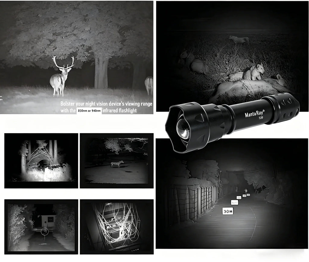 T20 10W IR Flashlight 850nm 940nm Night Vision Tactical Torch Adjustable Zoom Outdoor LED Infrared Light for Hunting CCTV