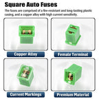 10pcs Box Jcase Fuse kit 20A/30A/40A Square Jcase Fuses Low Profile Box Shaped Fuse fusible for SUV Cars Trucks Boats Automotive