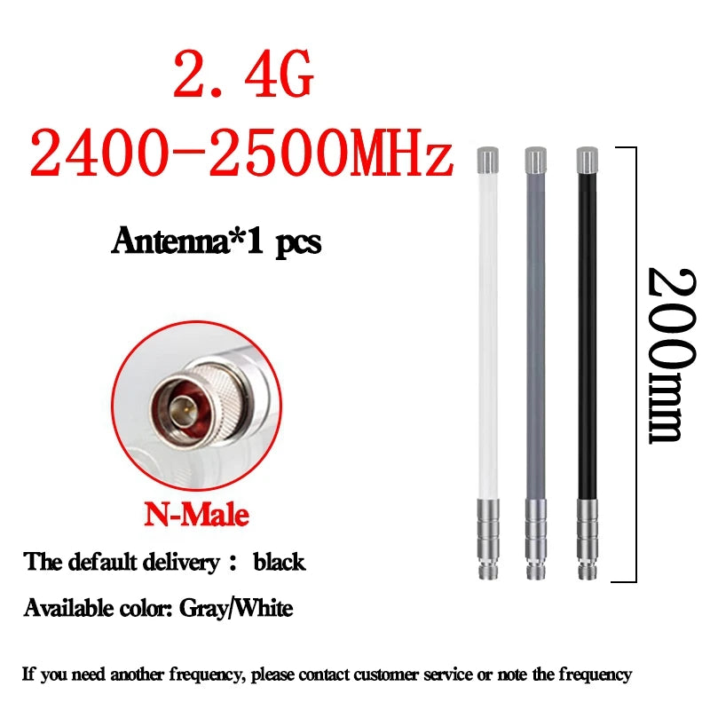 WIFI 2.4GHz Omni Fiberglass Antenna 2400-2500MHz Outdoor Waterproof 2350-2550MHz High Gain Antenna Remote Image Transmission