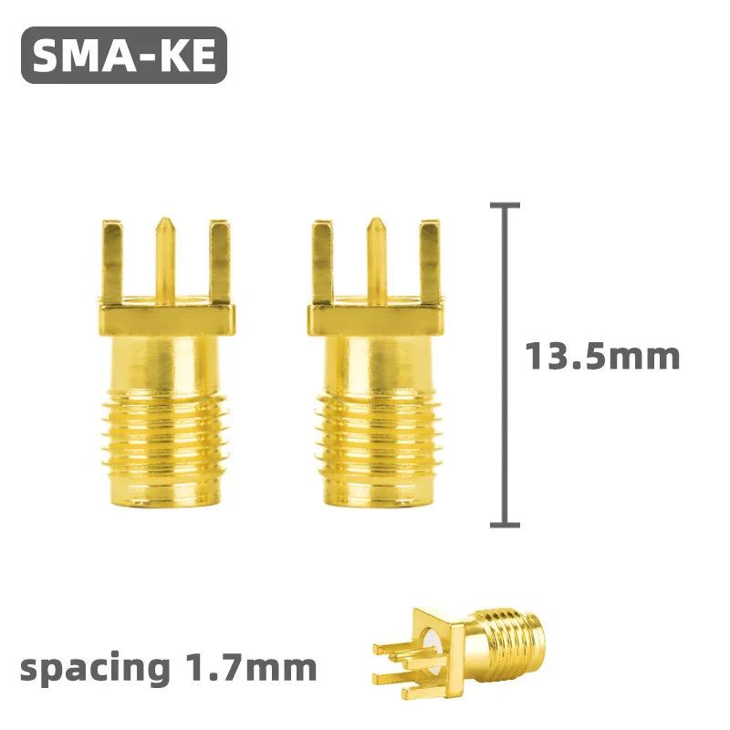 5Pcs SMA Female Jack Male Plug 1.6mm Adapter Solder Edge PCB Straight Angle Mount RF Copper Connector Plug Socket