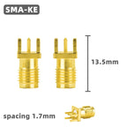 5Pcs SMA Female Jack Male Plug 1.6mm Adapter Solder Edge PCB Straight Angle Mount RF Copper Connector Plug Socket