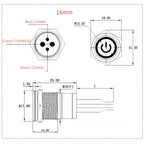 16 19mm Metal Pushbutton Switch High Current 10A Outdoor IP68 Self-Locking Reset Waterproof Start Power Button