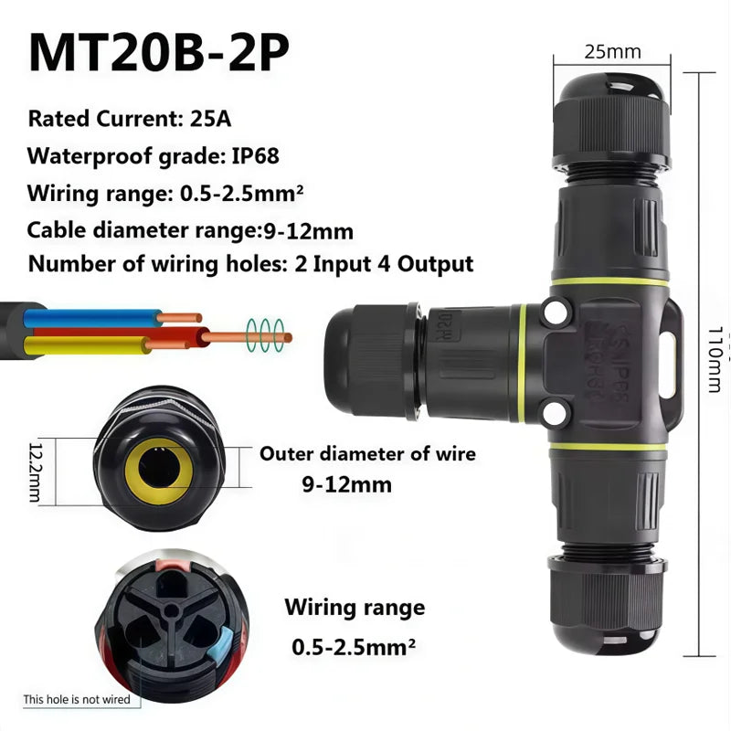 Heavy Duty Quick Connect Terminal Block T-type, IP68 Waterproof 2/3/4/5Pin for Secure & Fast Damp-Proof Wiring Connector