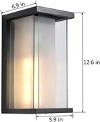 2 Pack Dusk to Dawn Outdoor Sconce, 13.3" Black Modern Wall Light with Auto Night-On Sensor, Waterproof Exterior Fixture for Porch Garage (No Bulb)