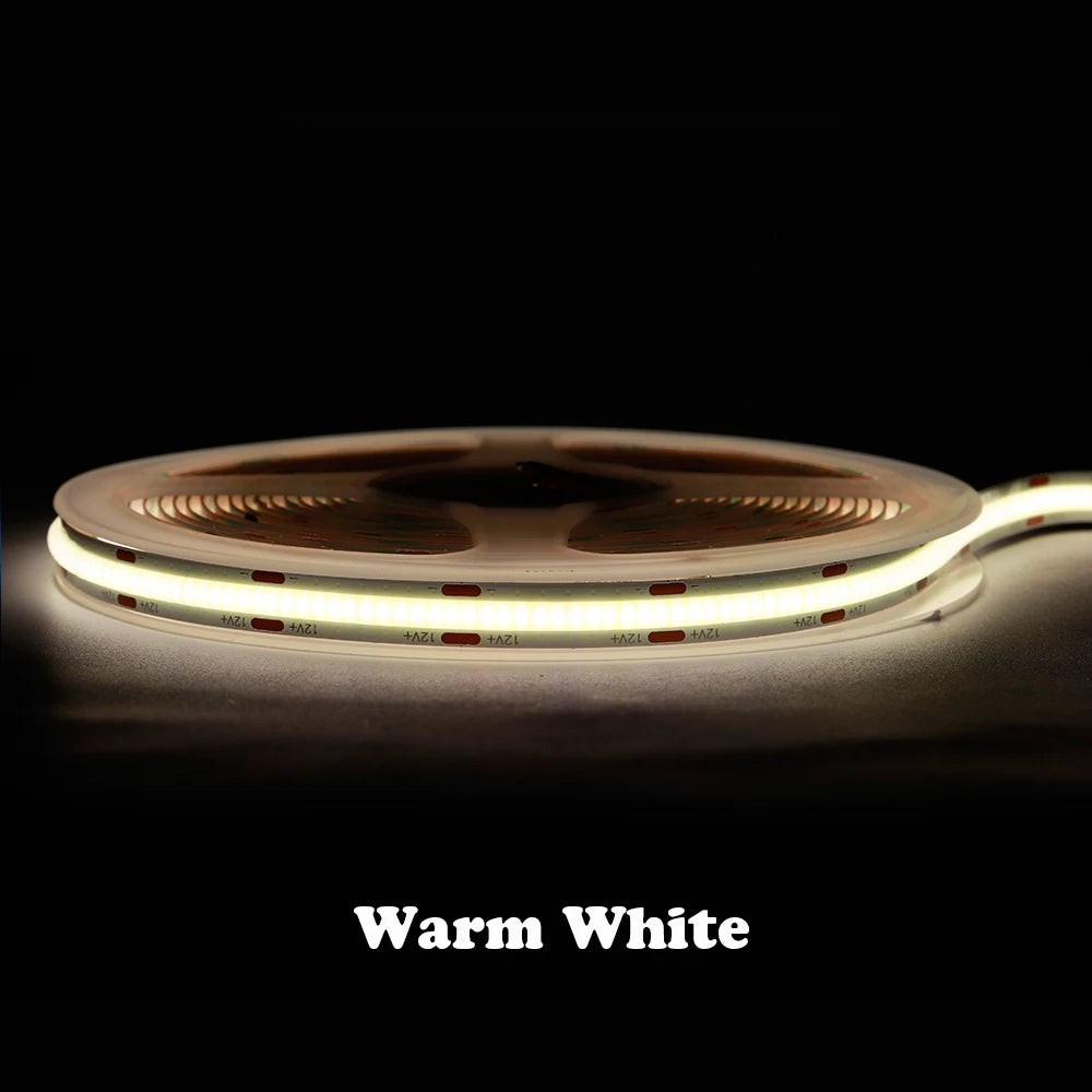 COB LED Strip 480 528 Chips/M High Density Flexible FOB Led Red Green Blue Warm Nature Cool White Linear Dimmable Light 12V 24V