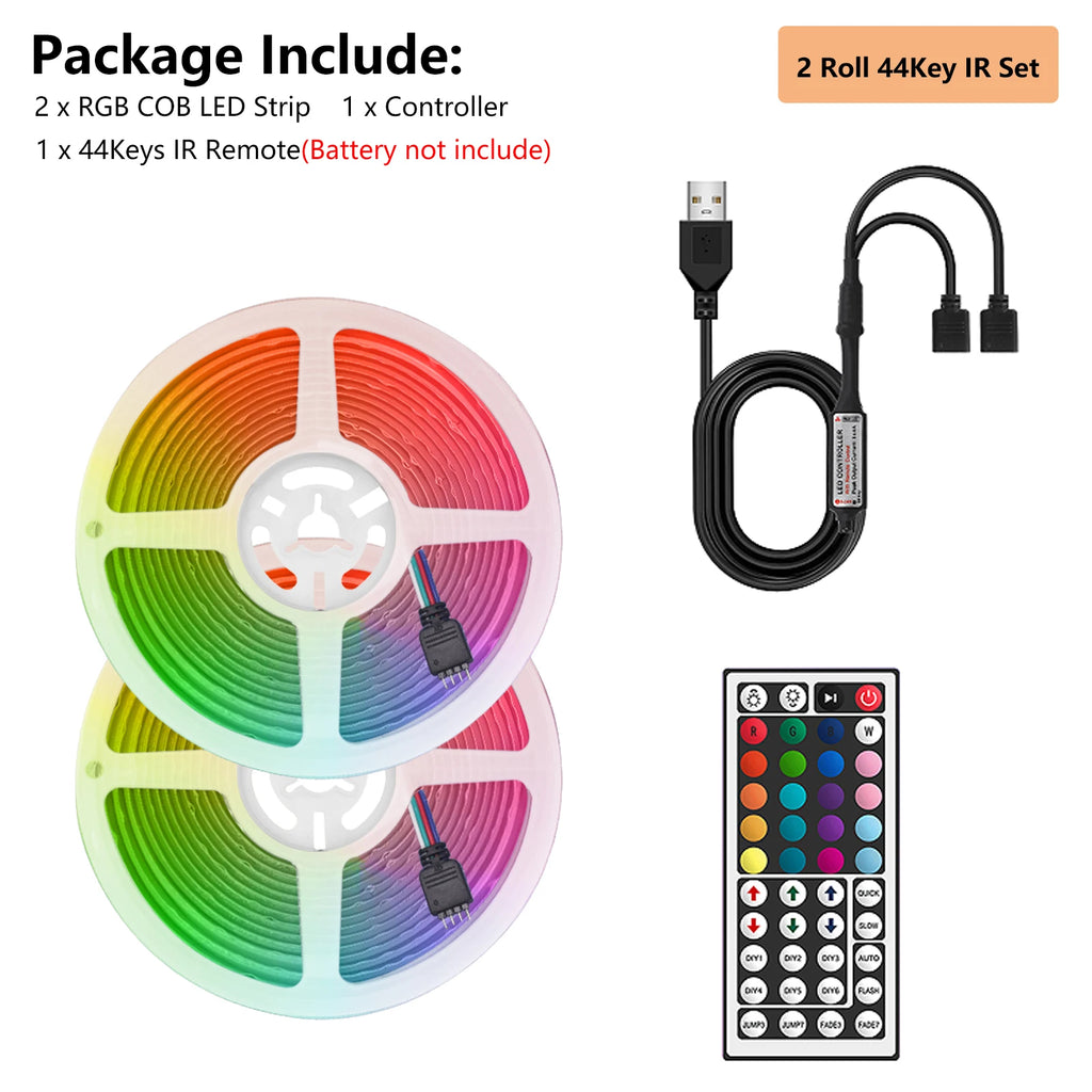 5V RGB COB LED Strip 576LEDs/m Bluetooh App IR Remote Control USB RGB LED Strip Flexible Tape for TV Backlight Room Decoration