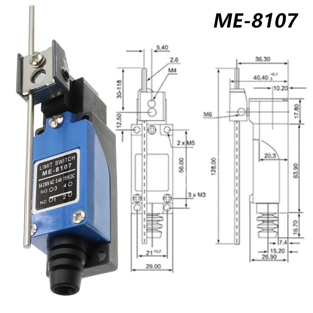 Waterproof CNC Momentary Limit Switch ME 8108 8111 8122 9101 5A/220V Rotary Roller Lever Sealed Industrial Machine Limit Switch