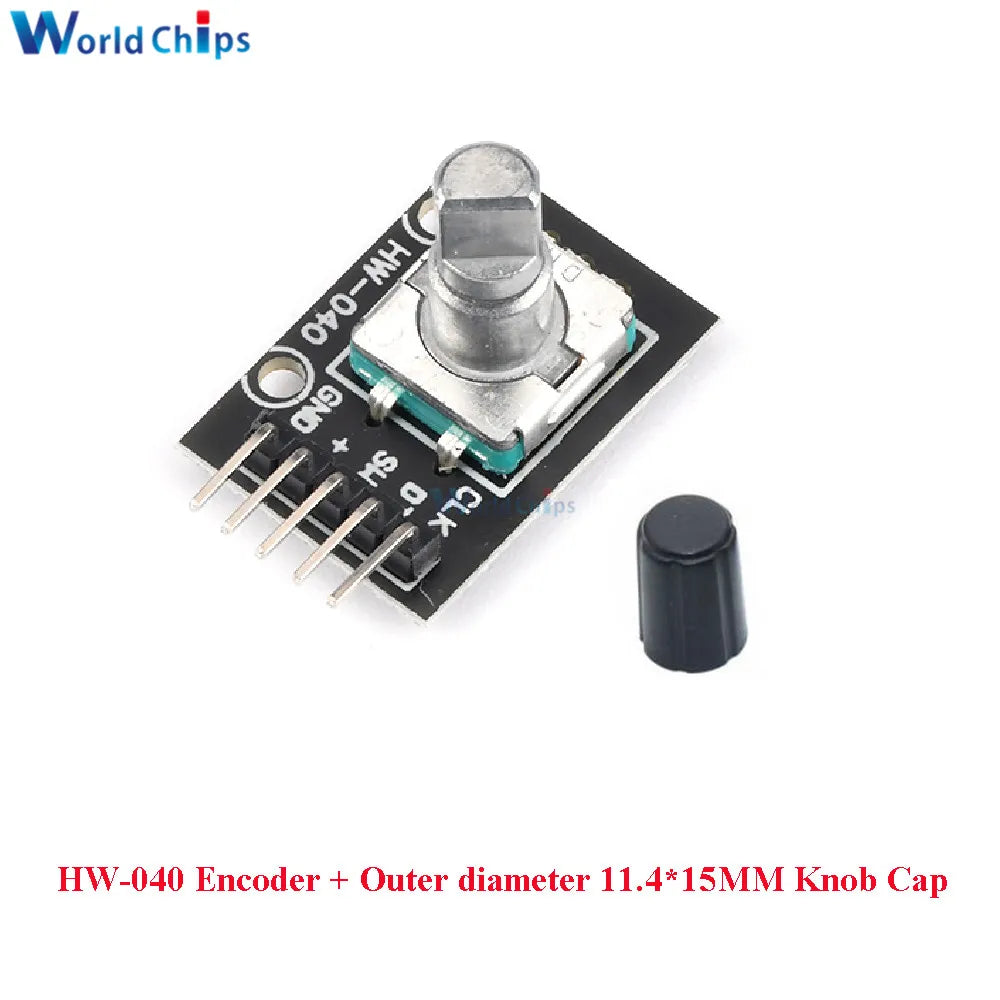 10 PCS 360 Degrees Rotary Encoder Module KY-040 HW-040 Sensor Switch 6MM Half Shaft Potentiometer Rotary Knob Cap 15×17 15×13.5