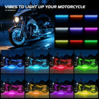 Nilight 8PCS Motorcycle RGB Led Light Kit Waterproof Multi-Color Atmosphere Lights Lamp with 4Key RF Wireless Remote for Harley Davidson Honda Kawasaki Suzuki