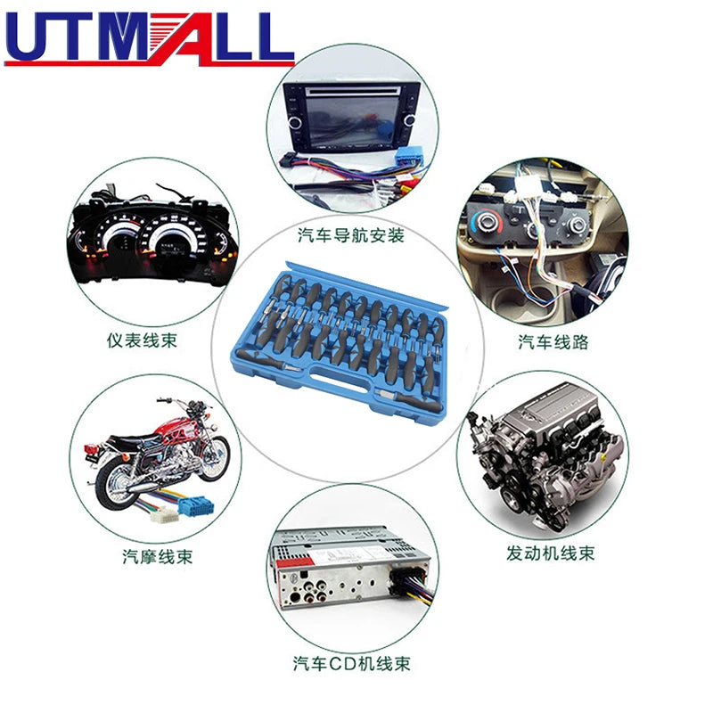 23Pcs Universal Automotive Terminal Release Removal Remover Tool Kit Car Electrical Wiring Crimp Connector Pin Extractor Kit