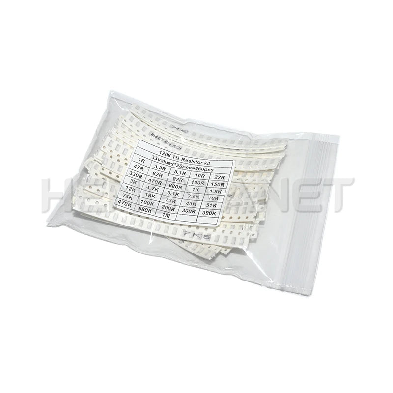 0402 0603 0805 1206 1210 2512 SMD Resistor Kit Assorted Kit 10k 100k 1k 1R 100R 220R 1% 5%