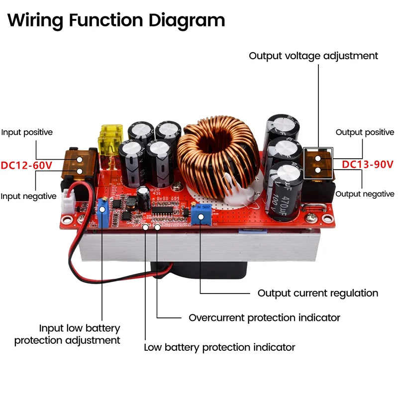1800W DC-DC Boost Converter Module Adjustable Constant Voltage and Current Power Supply 1800W Gadgets Gizmos