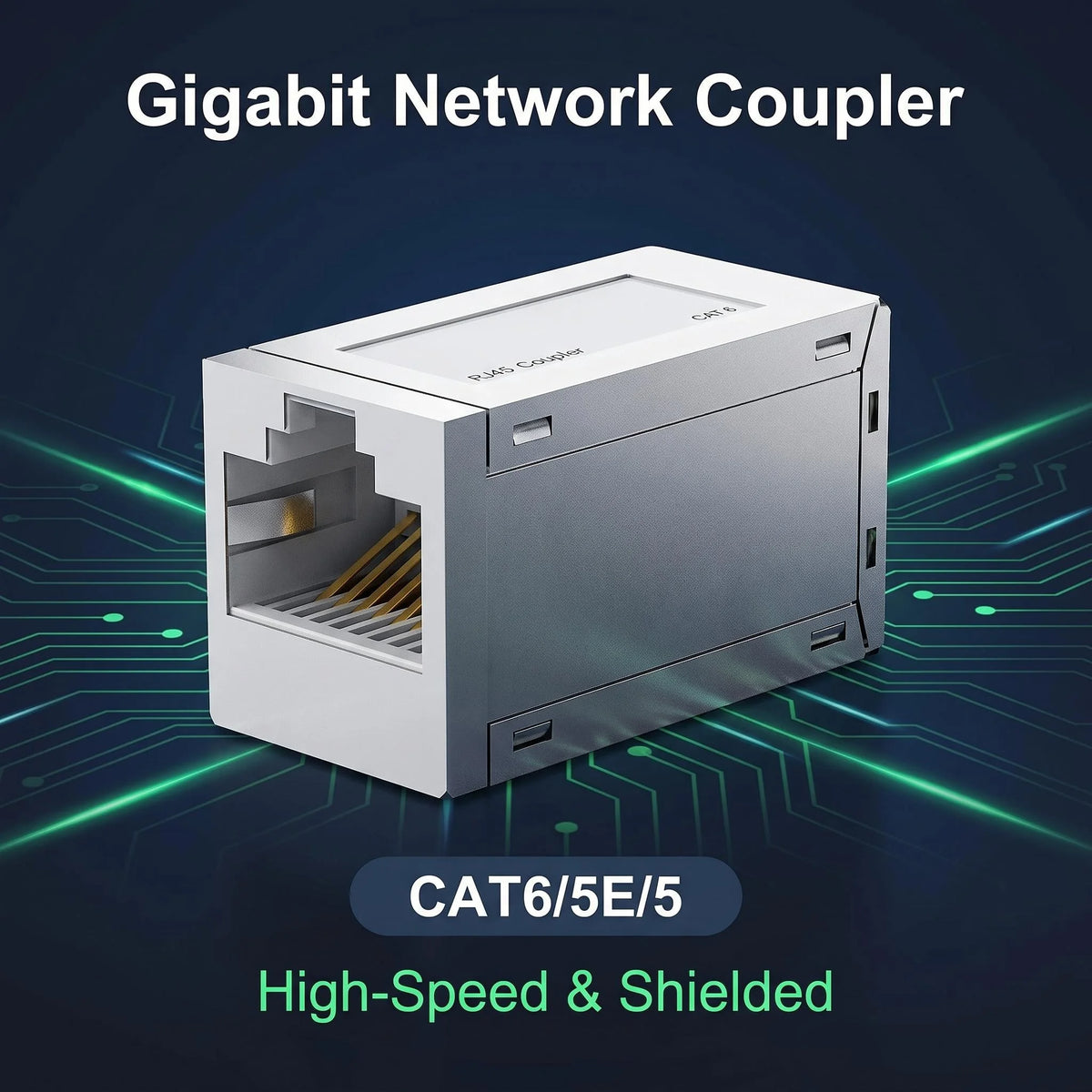 Shielded Gigabit RJ45 Ethernet Coupler, Gold Plated LAN Cable Extender Adapter Compatible with CAT5/CAT5E/CAT6 for Home Office