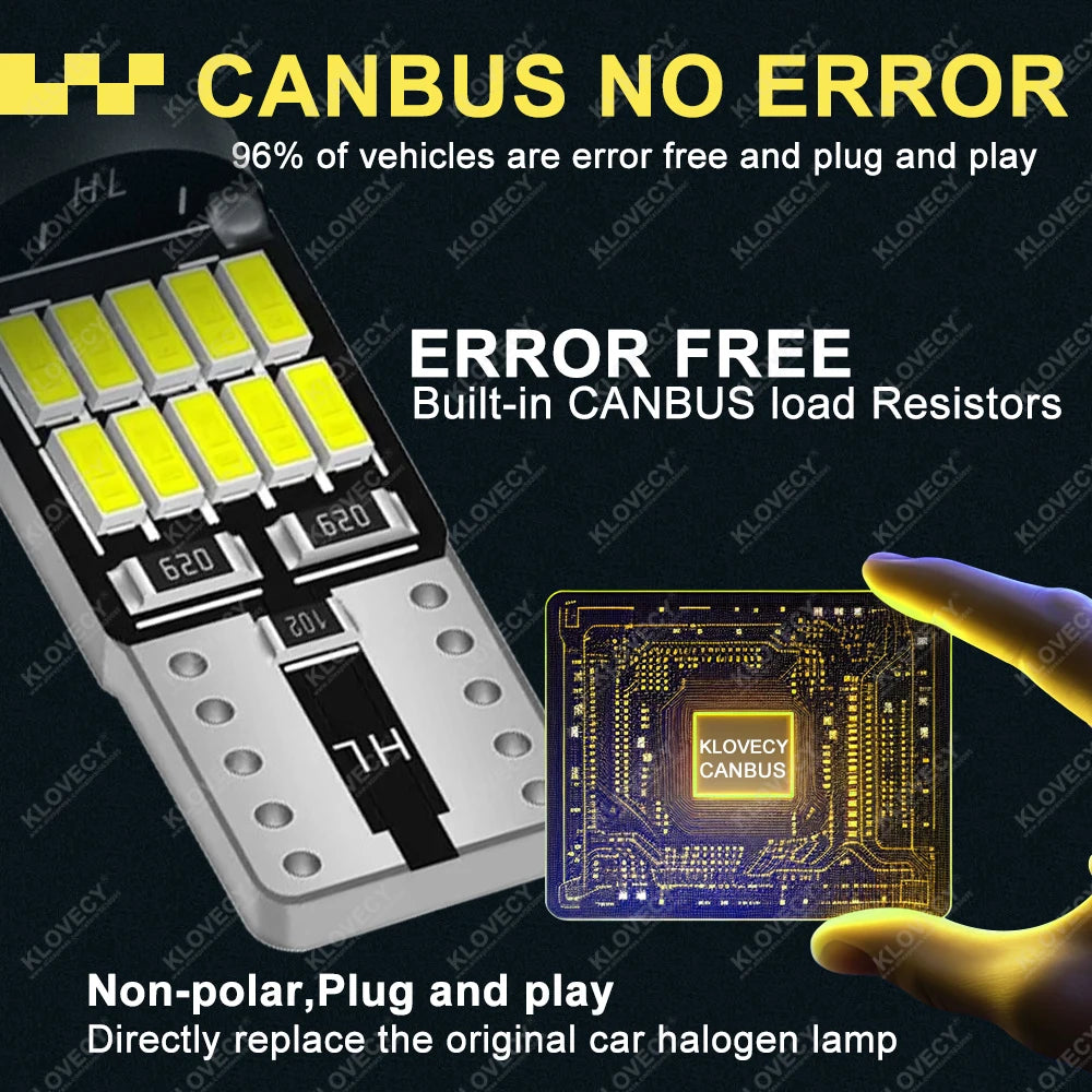 10-40 PCS CANBUS No Error T10 W5W LED Bulb For Car Interior Dome Door Map Trunk License Plate Lights 12V 26SMD 400LM 6500k White
