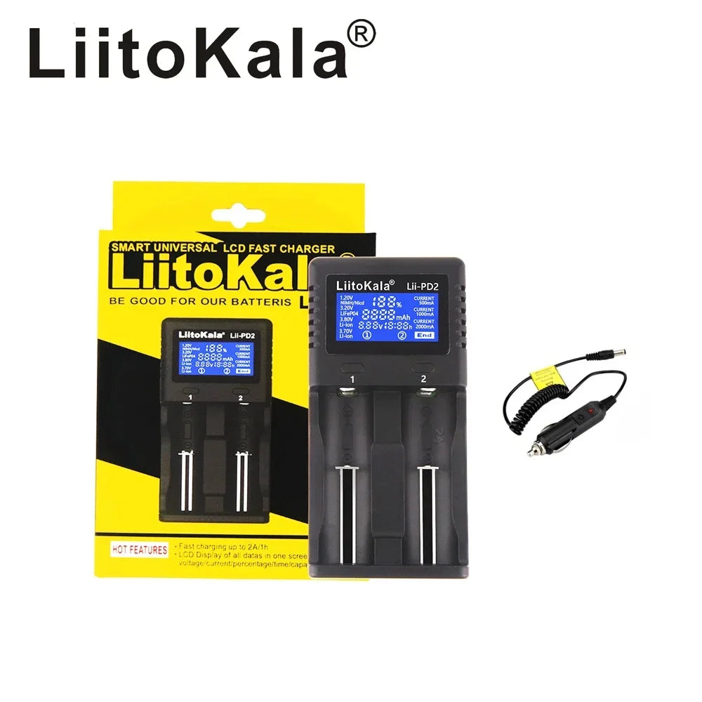 LiitoKala Lii-PD2 Lii-PD4 LCD Lipo Battery Charger For 21700 20700 18650 18350 26650 22650 14500 NiMH Smart Full Automatic Stop