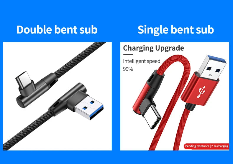 OLAF 5A USB C Cable Fast Charging Micro USB for Huawei Mate 40 30 Xiaomi Samsung 90 Degree Mobile Phone Charging Cord 1M/2M/3M
