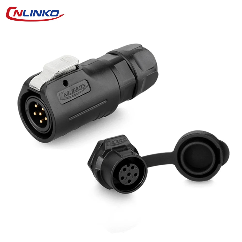 CNLINKO M12 IP68 Circular Solder Connector Male/Female Panel Mount PBT Housing Quick Lock for Marine & Industrial Automation