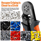 WOZOBUY Hexagonal Self-Adjustable Ratchet,Ferrule Crimping Tool Kit, Crimper Kit with 400/800/1200/1800/1900pcs Wire Terminals