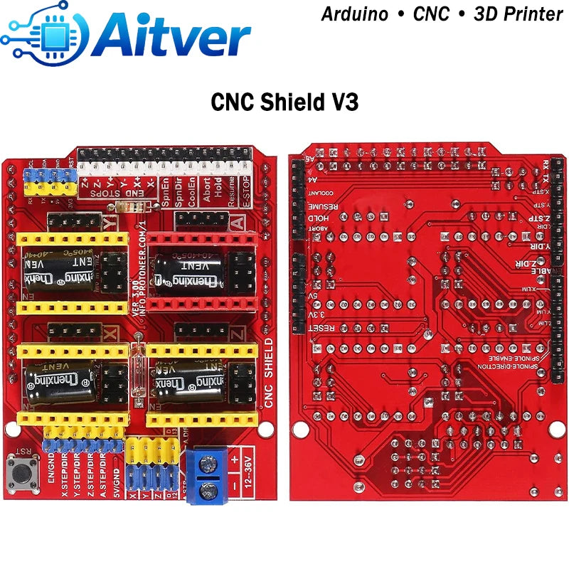 CNC Shield V3 GRBL Controller Kit for Arduino UNO with A4988 DRV8825 TMC2209 V2.0 Stepper Drivers and Limit Switches