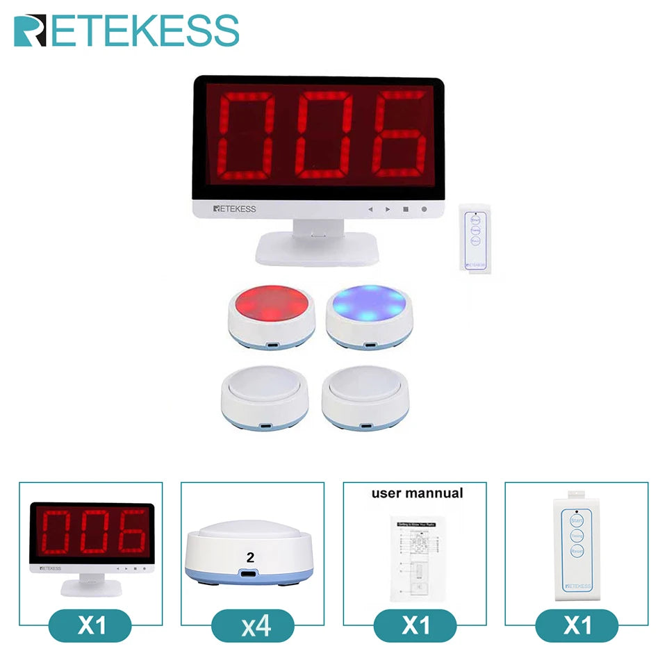 Retekess TM101 Quiz Answer Game Buzzer System 3 Answer Mode 4 Color State for Classroom Competition Game Show Family Party Games