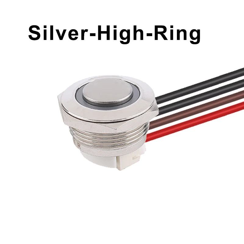 1 pc 16mm Ultra Short Metal Push Button Switch With Wire Momentary Reset With LED Light Flat/High Head 3V5V6V 12V24V Jog Switch