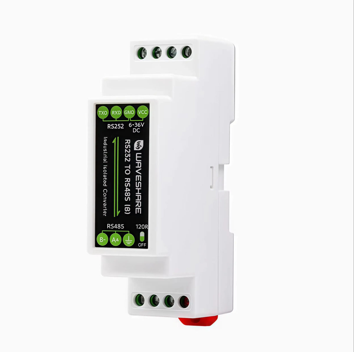 DIN-rail RS232 to RS485 serial communication converter module Active digital isolation Industrial communication