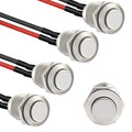 5pcs Switch Silver Shell with pre-Wiring IP65 Waterproof Push Button 12mm Momentary Push Button