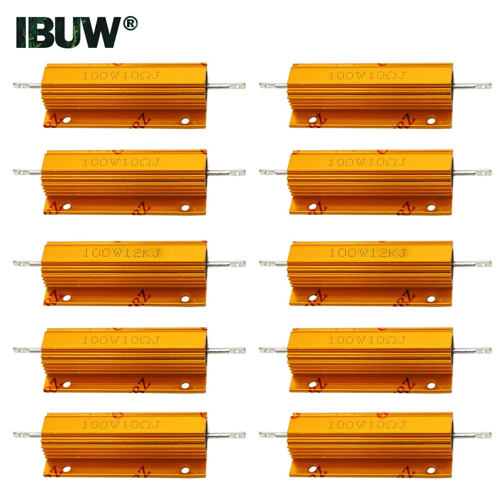 100W Aluminum Housing Power Resistor High Wattage Wirewound Resistor 0.01Ω–150KΩ Assorted Values