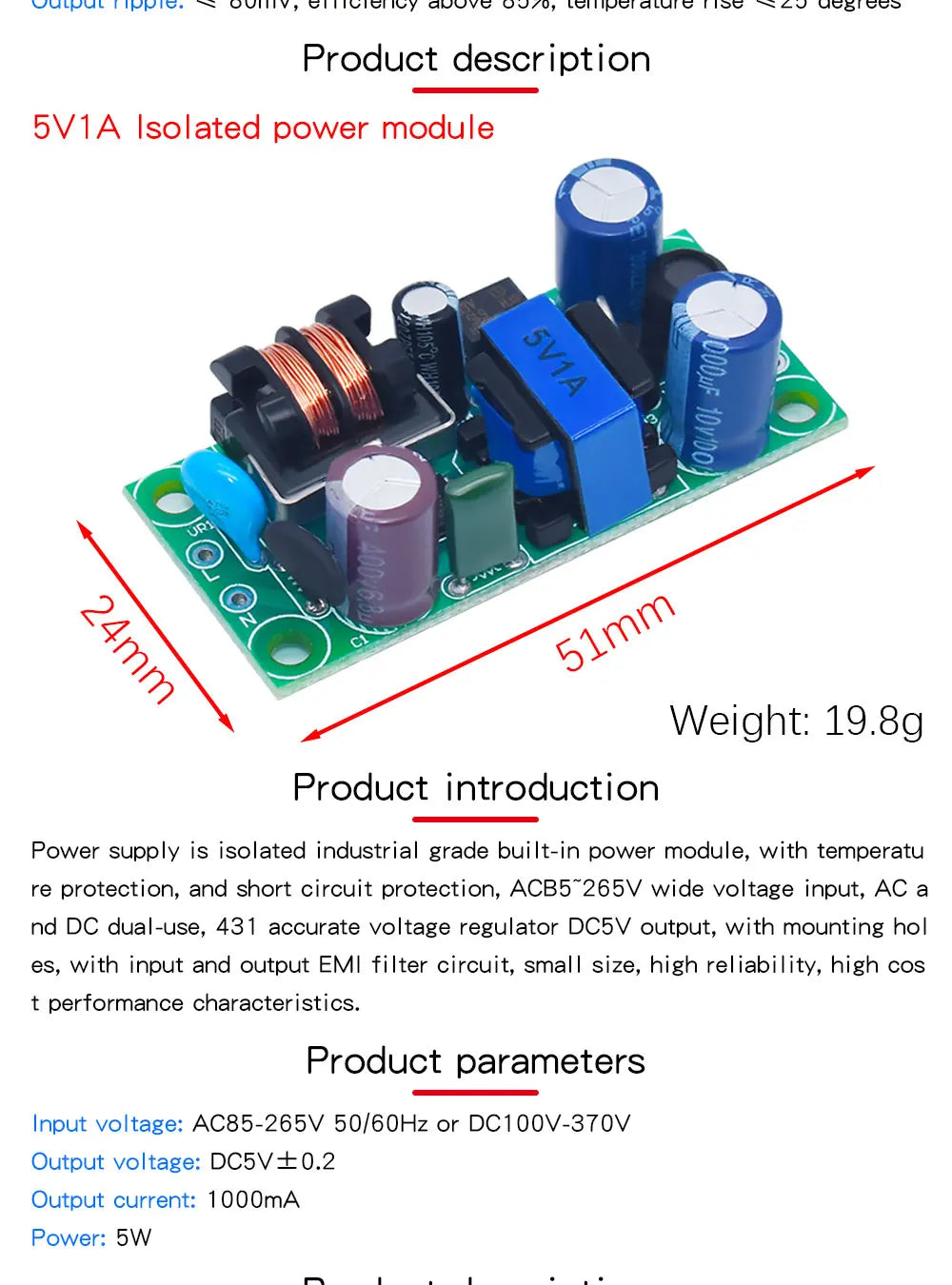 AC-DC 3.3V/5V/12V Precision Buck Converter AC 220v to 5v DC step down Transformer power supply module 1A 12W