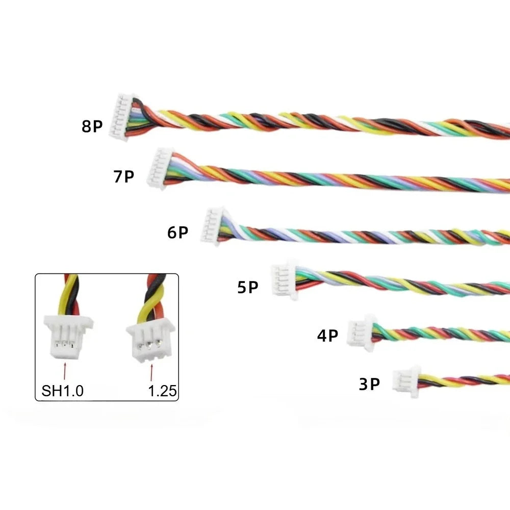 10Pcs SH1.0 1.25 2P 3P 4P 5P 6P-10P Male Connector With 32AWG Silicone Wire Single Head Connector