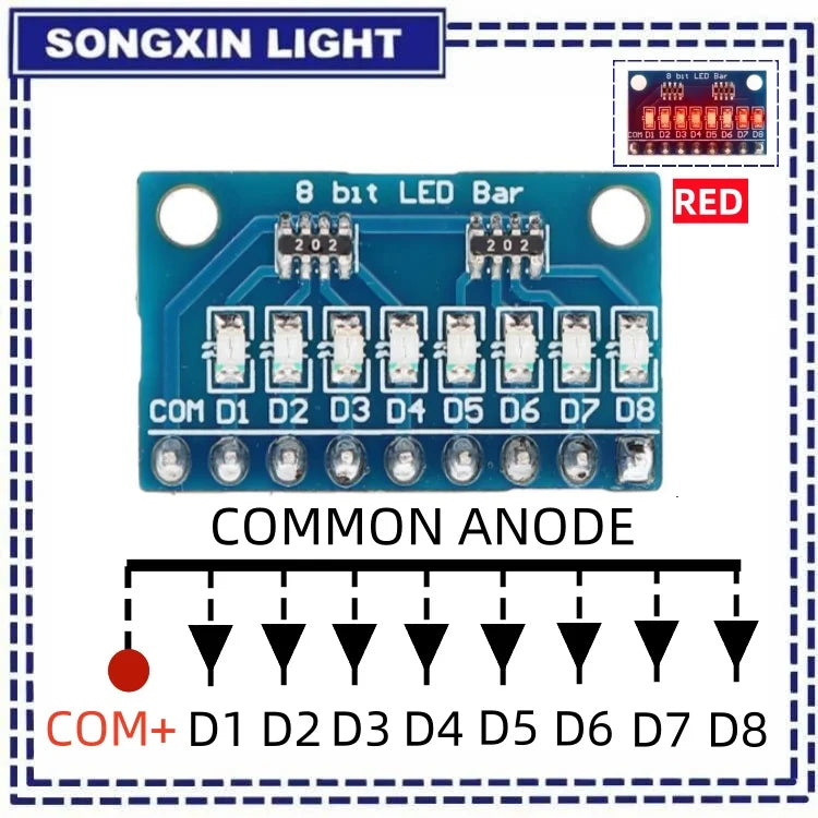 3-24V 8 Bit Blue/Red Common anode/cathode LED indicator Module Breadboard starter kit Board for MCU ARM 3d printer UNO MEGA2560