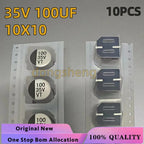（10PCS ）35V 220UF and35V 100UF 50V220UF10X10 VT（Volume 1 cm x 1 cm ）Electrolytic Capacitor SMD-2 Aluminum Electrolysis Valve Cap